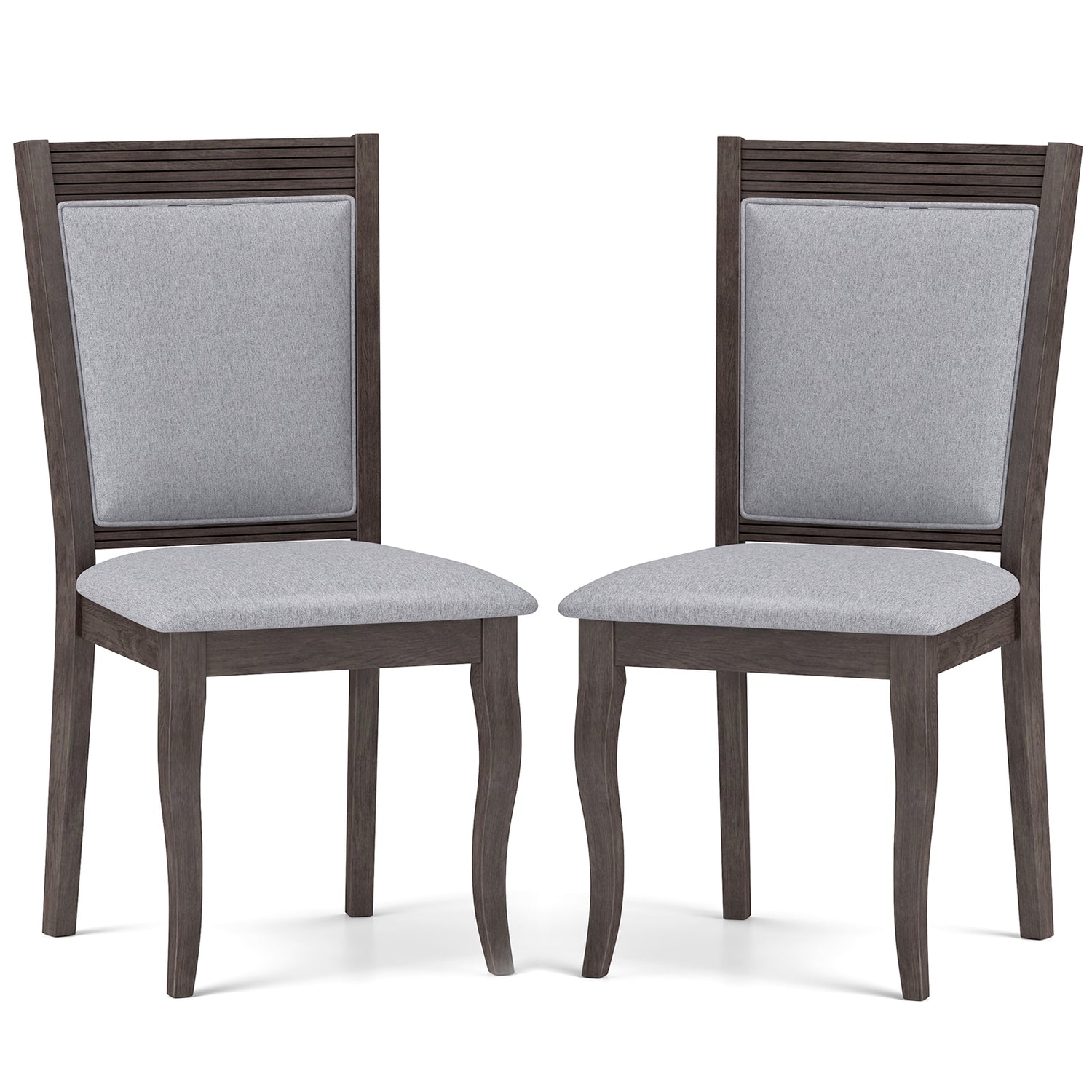 Wood Dining Chairs Set of 2 with Rubber Wood Frame and Padded Seat-Brown