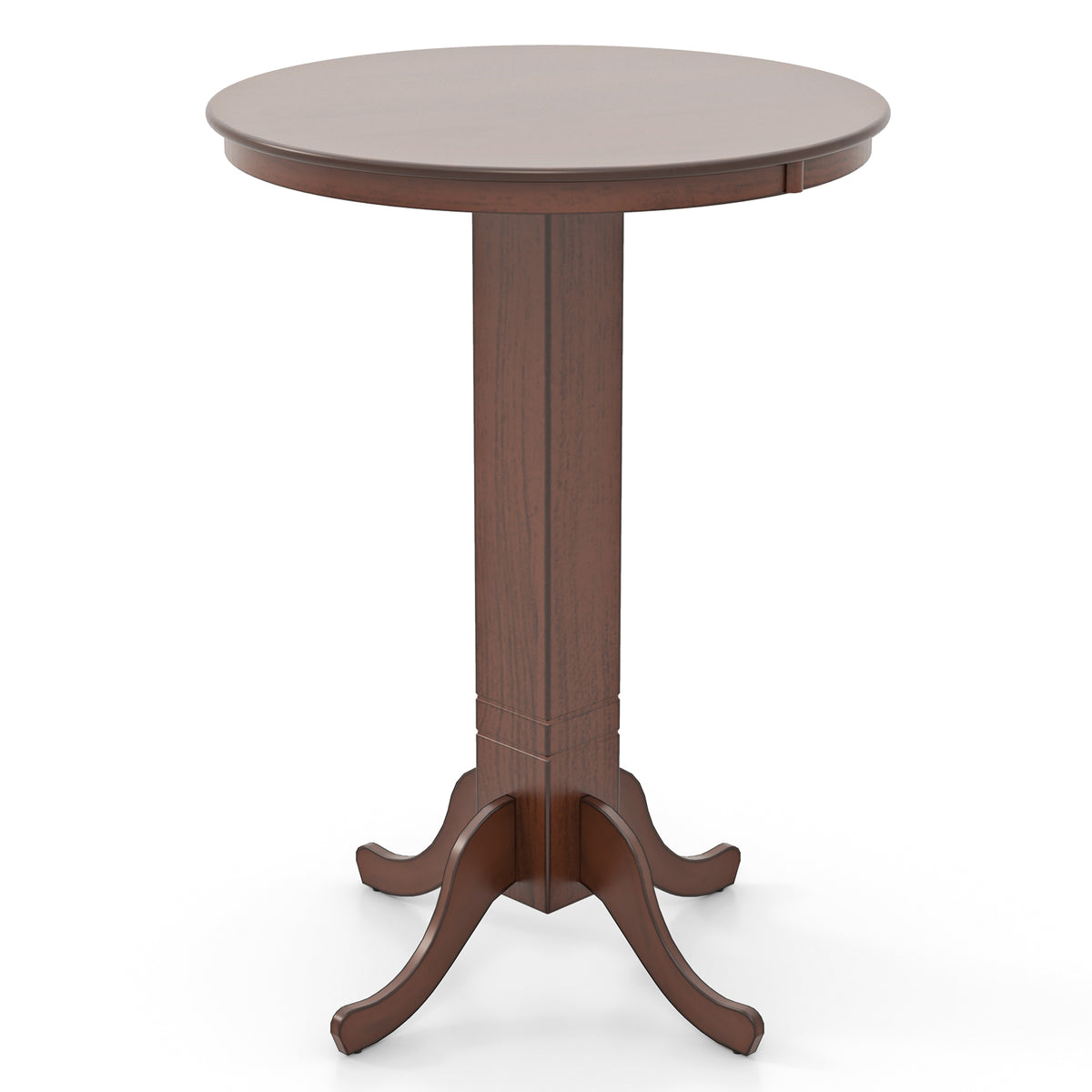Wood Pub Round Dining Table with Pedestal Base