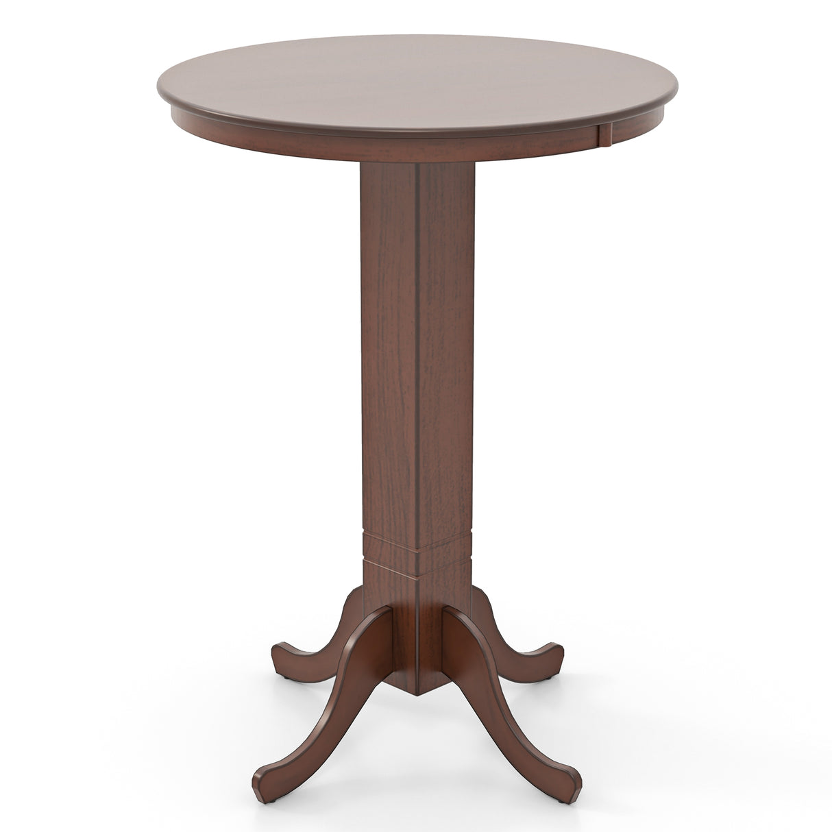 Wood Pub Round Dining Table with Pedestal Base