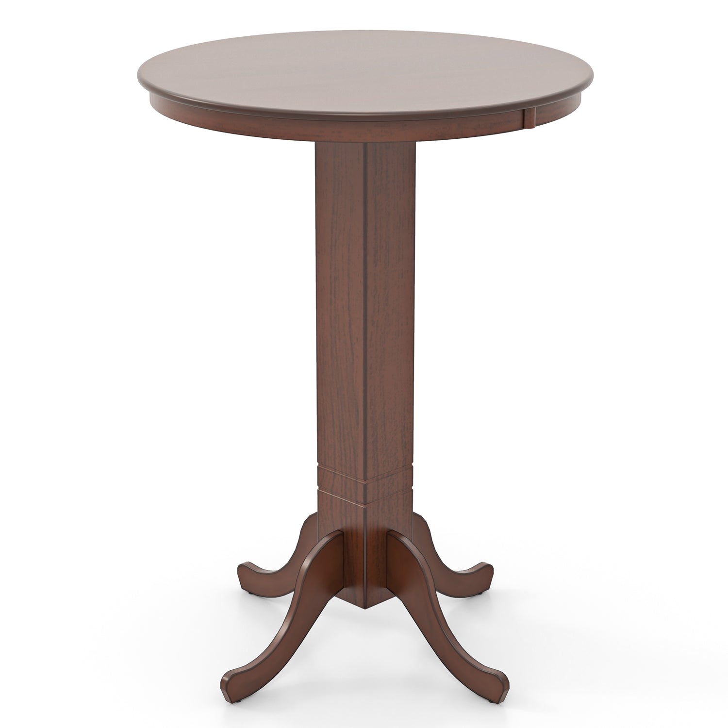 Wood Pub Round Dining Table with Pedestal Base