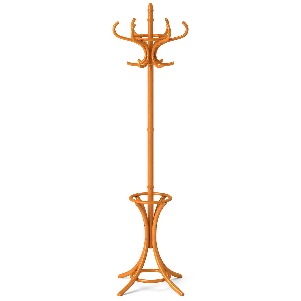 Wood Standing Hat Coat Rack with Umbrella Stand
