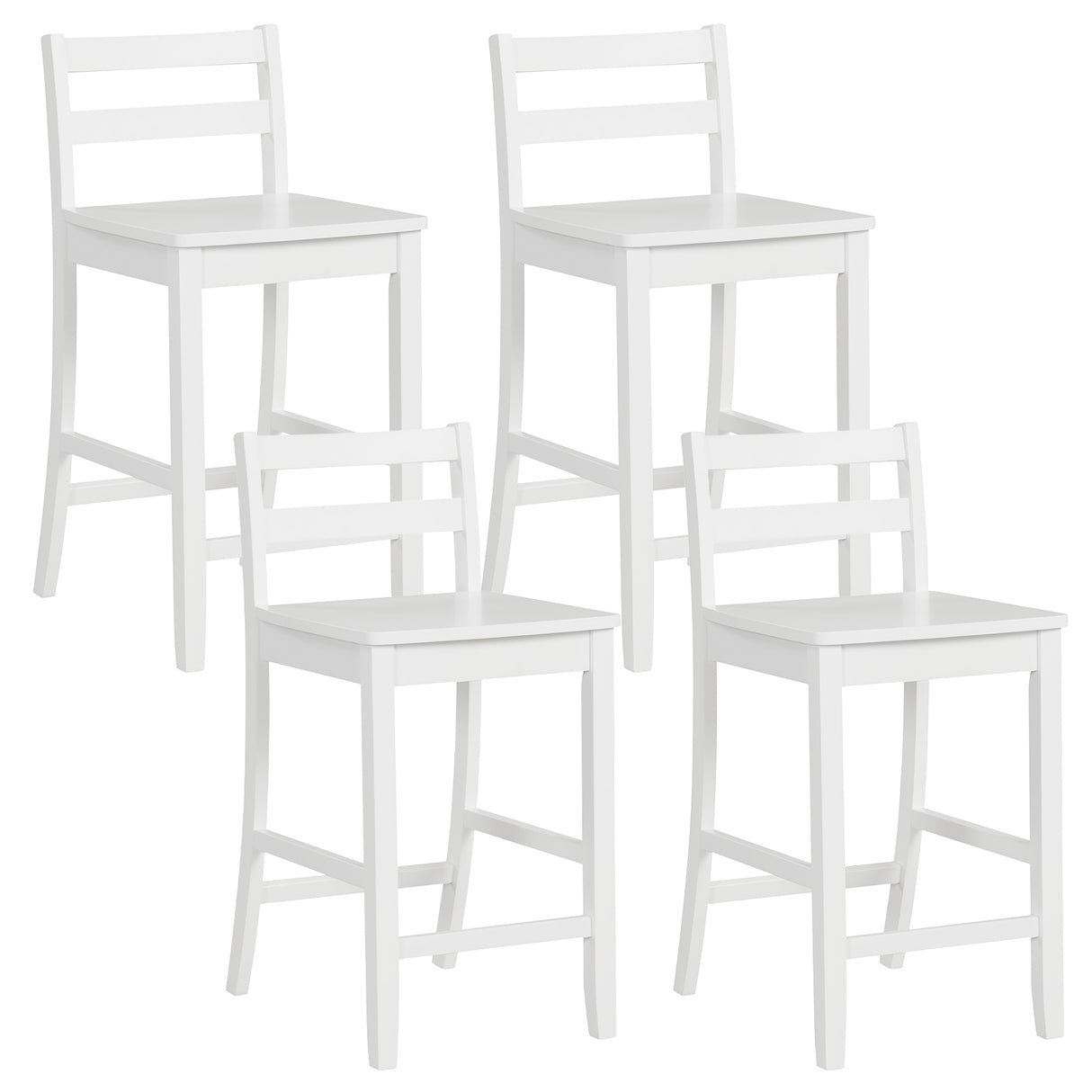 Wooden Bar Stools Set of 2 with Ergonomic Backrest and Footrest