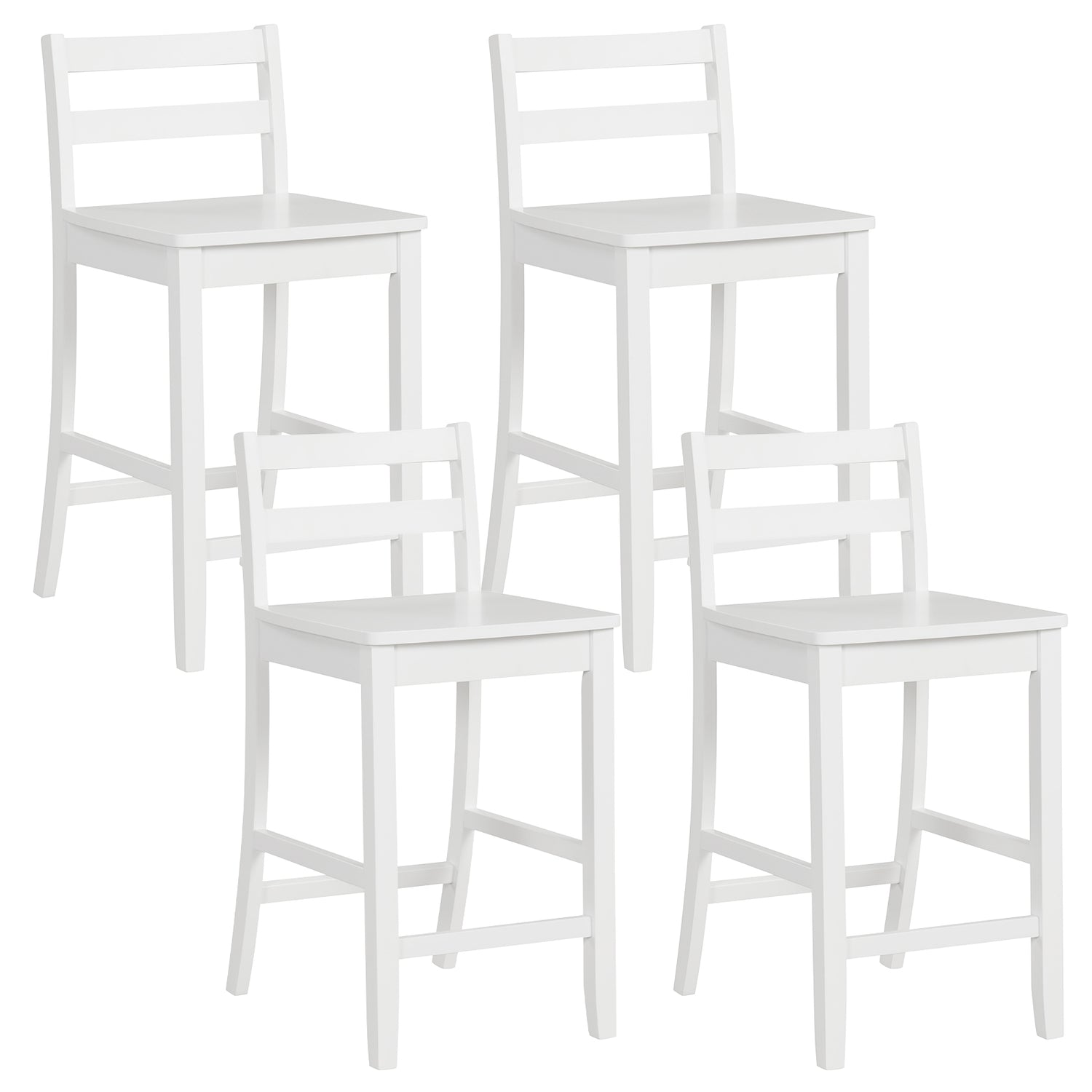 Wooden Bar Stools Set of 2 with Ergonomic Backrest and Footrest