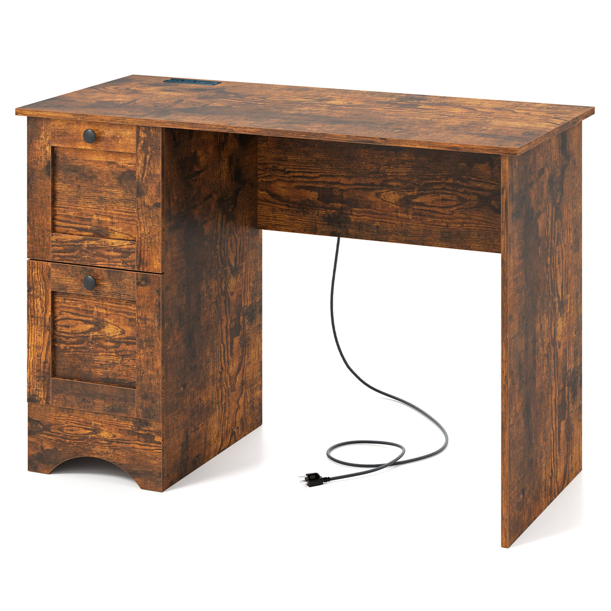 Wooden Vintage Computer Desk with 2 Drawers for Home and Office