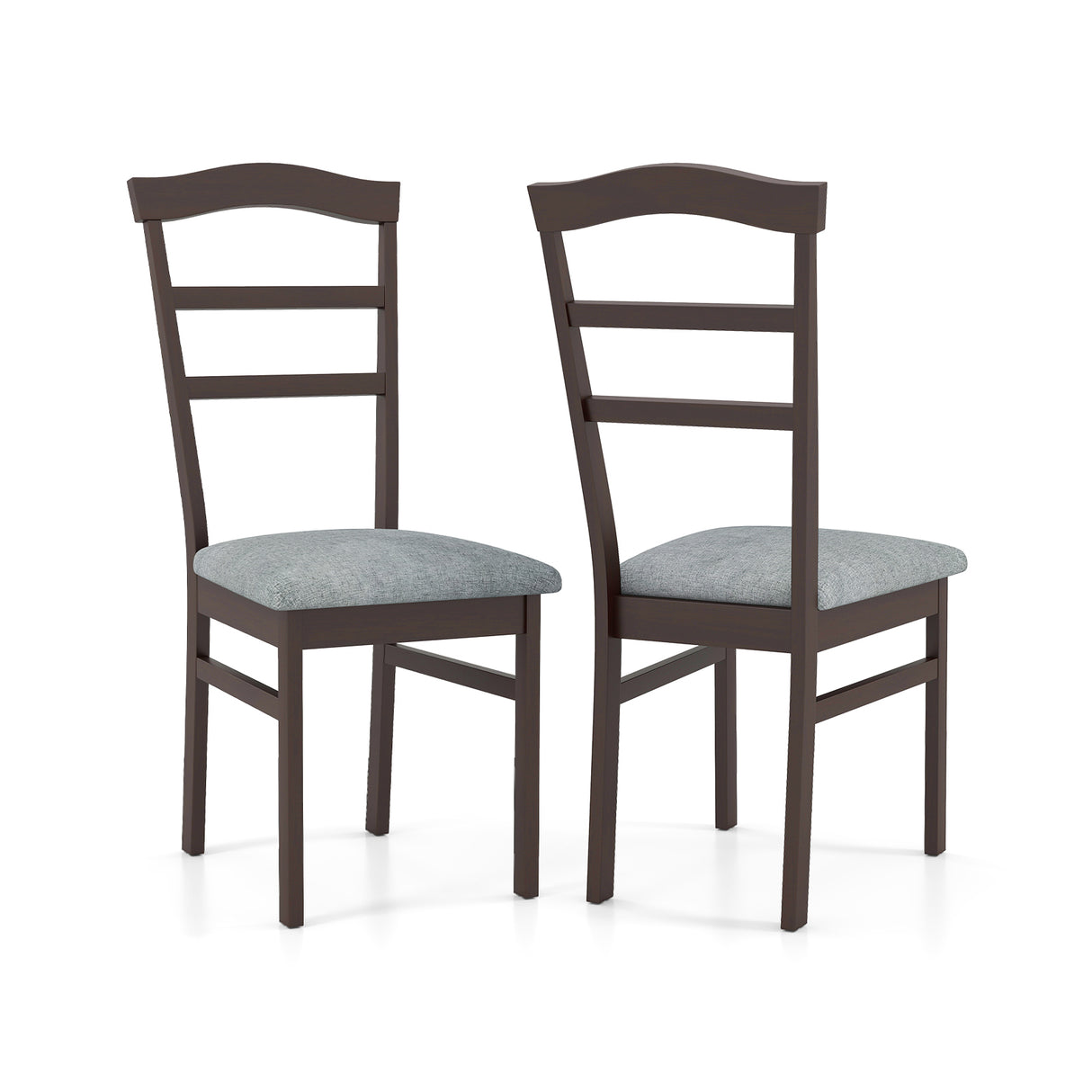 Wooden Dining Chair Set of 2 Linen Fabric Upholstered Kitchen Chairs Farmhouse Side Accent Chairs
