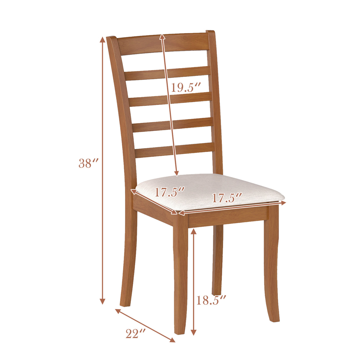 Wooden Dining Chair Set of 2 Modern Upholstered Kitchen Chair-Beige