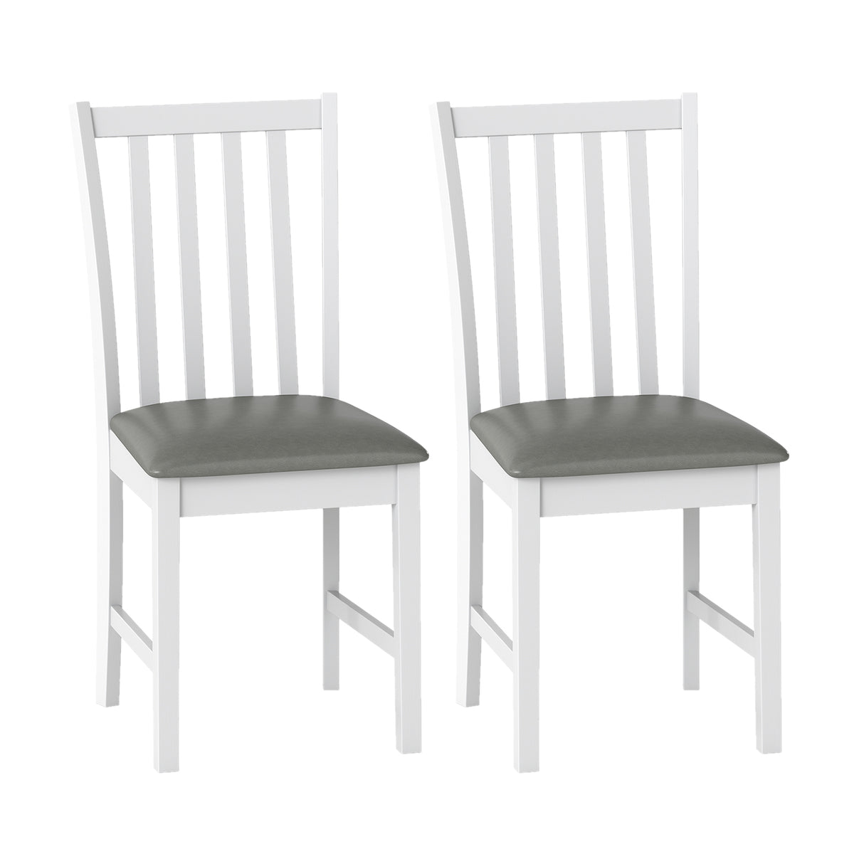 Wooden Dining Chair Set of 2 with Rubber Wood Frame and Padded Seat