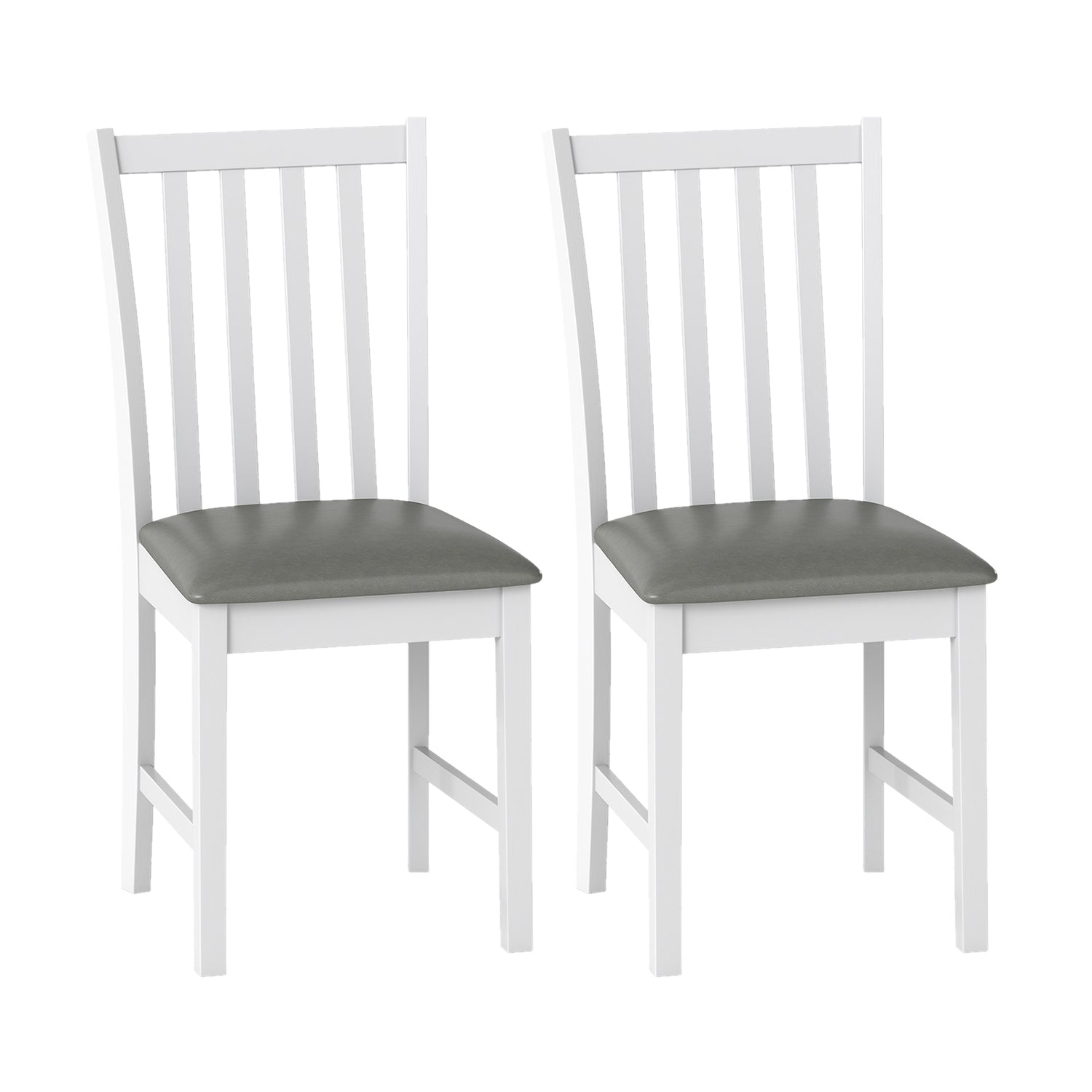 Wooden Dining Chair Set of 2 with Rubber Wood Frame and Padded Seat