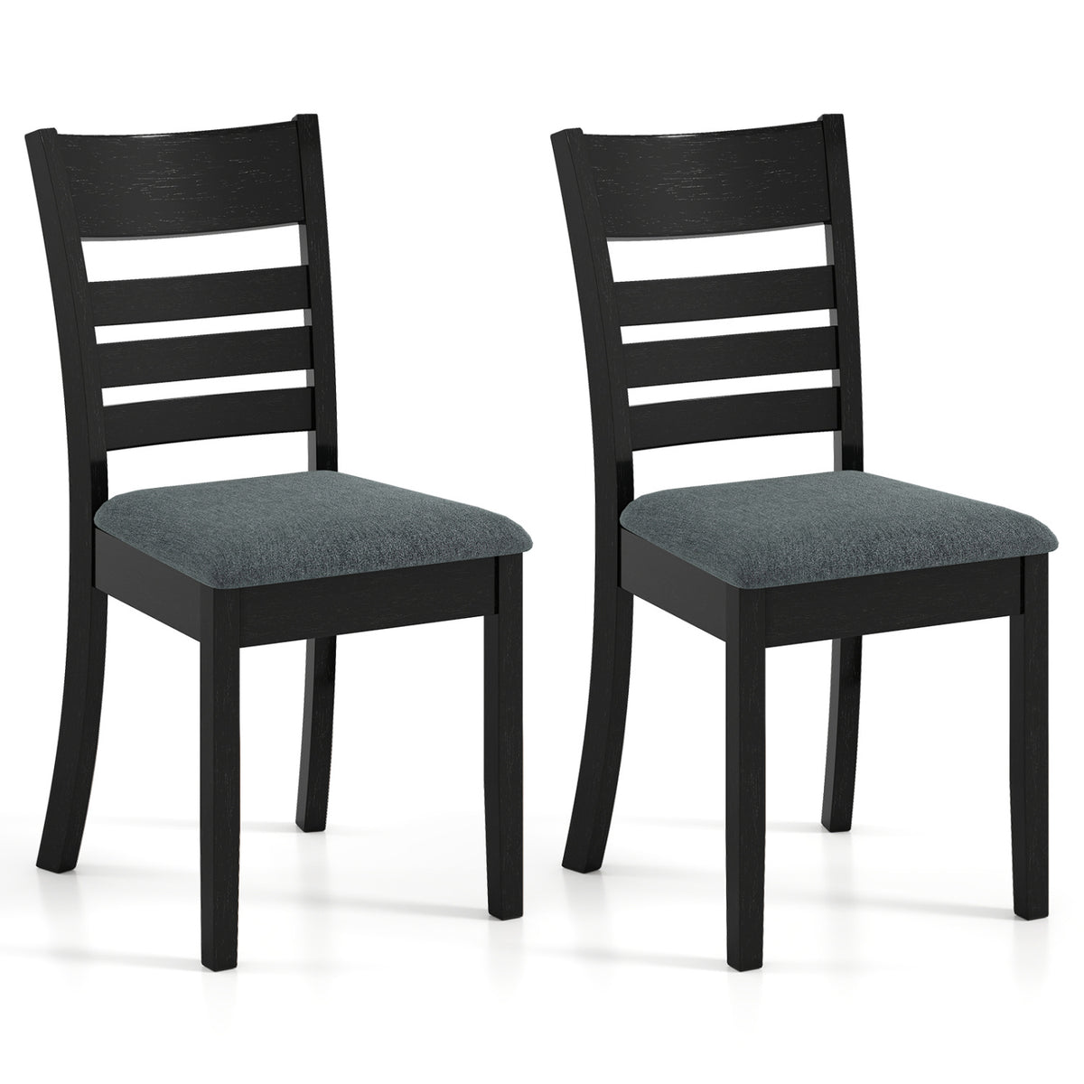 Wooden Dining Chairs Set of 2 Upholstered Kitchen Chairs with Rubber Wood Frame