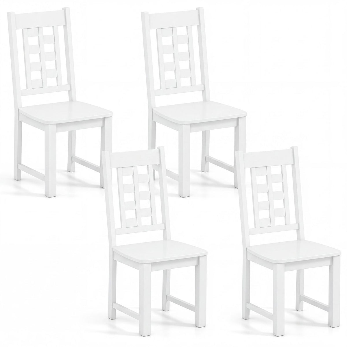 Wooden Dining Chairs Set of 4 Kitchen Chair with Solid Rubber Wood Frame