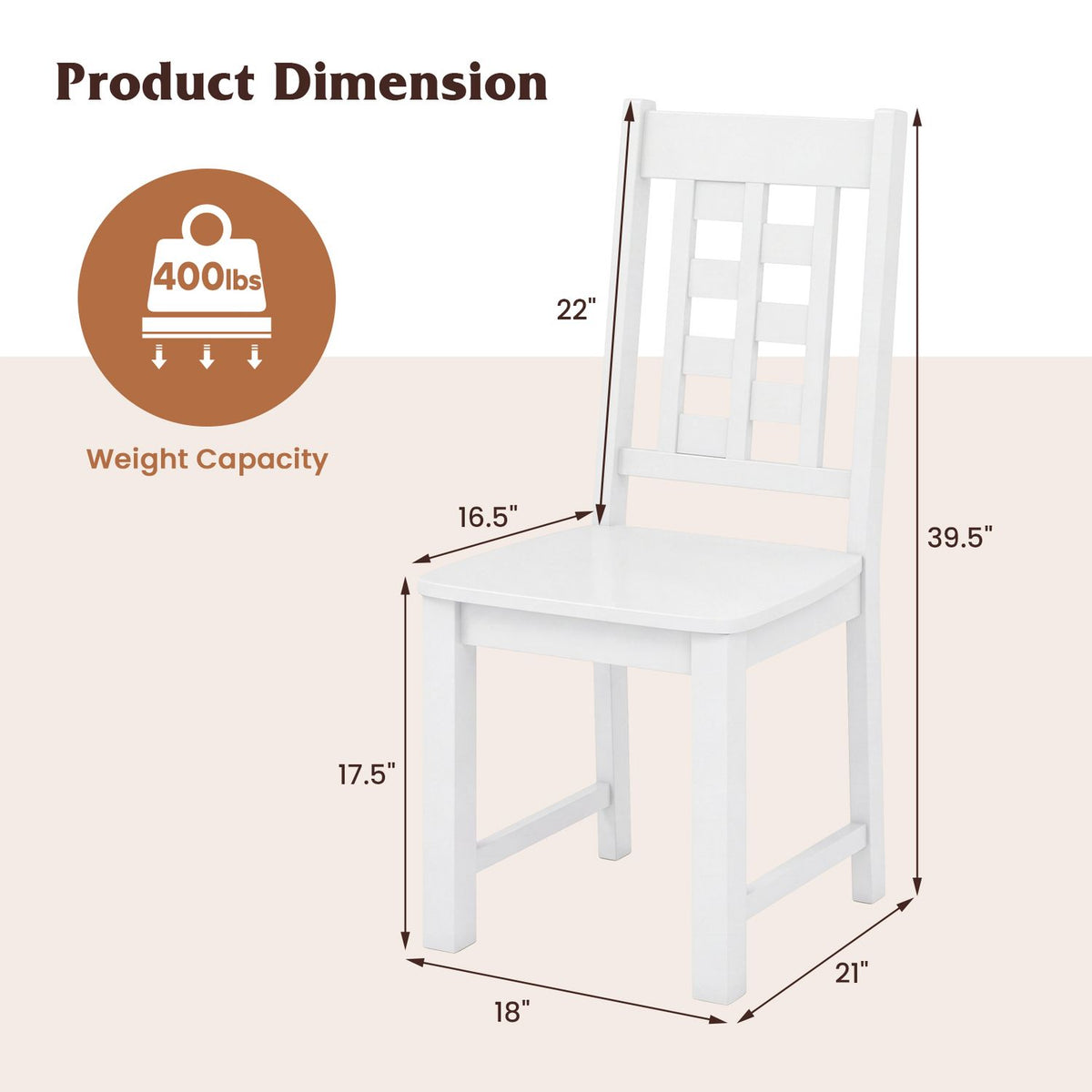 Wooden Dining Chairs Set of 4 Kitchen Chair with Solid Rubber Wood Frame
