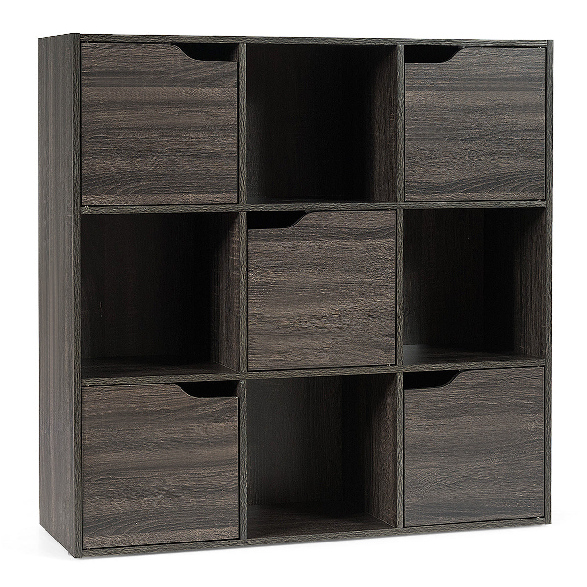 Free Standing 9 Cube Storage Wood Divider Bookcase for Home and Office