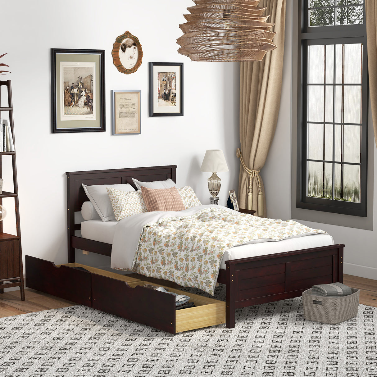 Twin Size Bed Frame with Storage Drawers