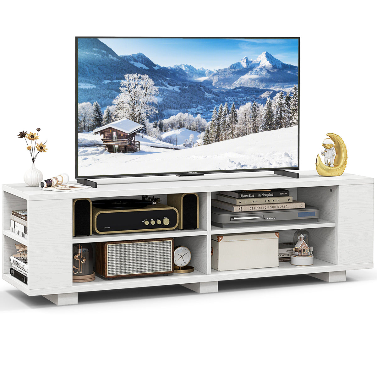 Console Storage Entertainment Media Wood TV Stand