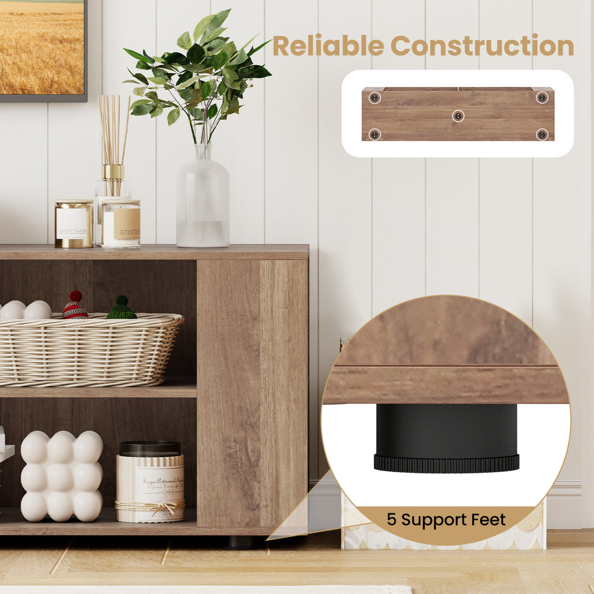 Console Storage Entertainment Media Wood TV Stand