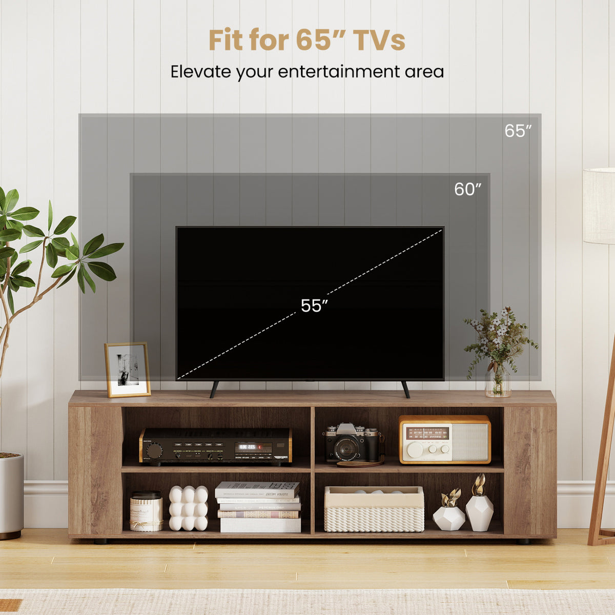 Console Storage Entertainment Media Wood TV Stand