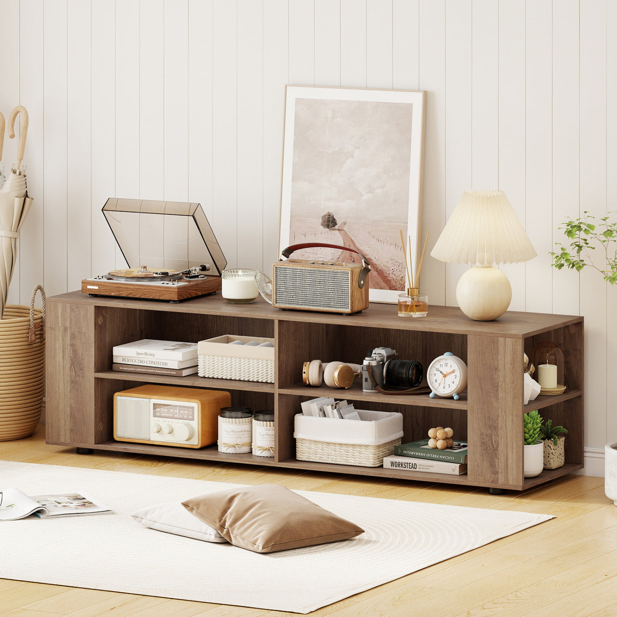 Console Storage Entertainment Media Wood TV Stand