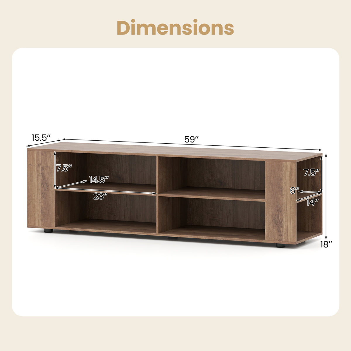 Console Storage Entertainment Media Wood TV Stand