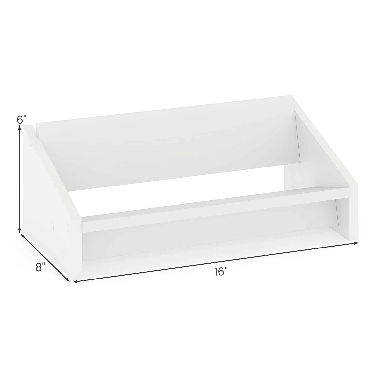 Wooden Tilting Bookcase Small Desktop Bookshelf Organizer for Magazines-White