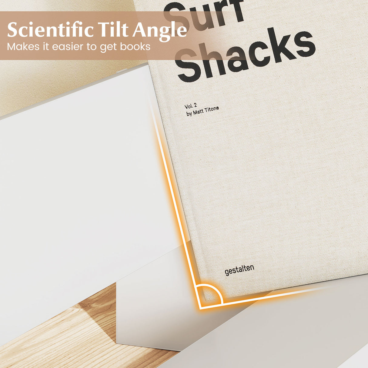 Wooden Tilting Bookcase Small Desktop Bookshelf Organizer for Magazines-White