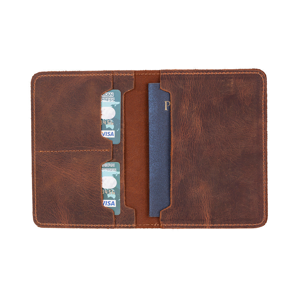 Yuma Genuine Leather Passport Wallet - Handmade Travel Document Holder