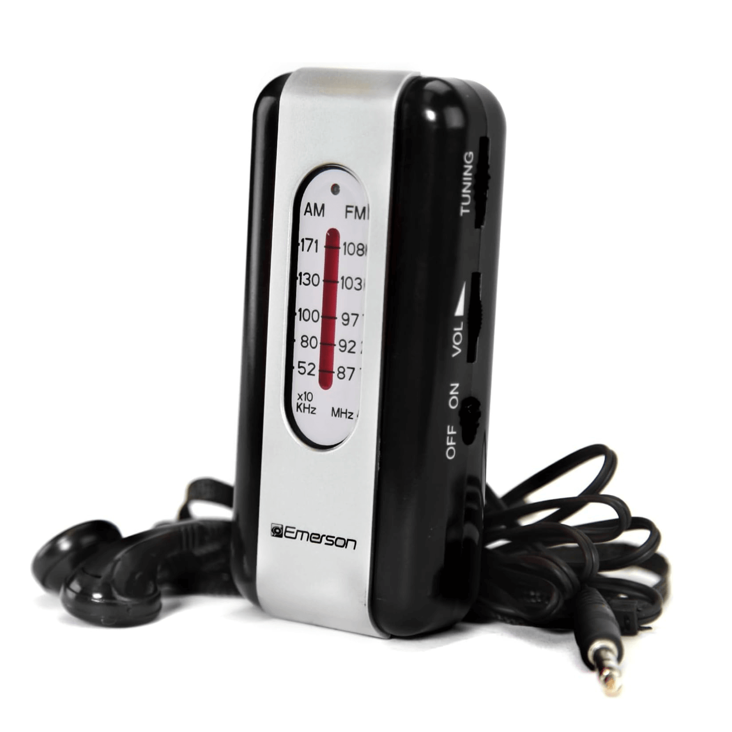 Emerson Portable AMFM Radio with Earbuds and Wide Frequency Range of Stations