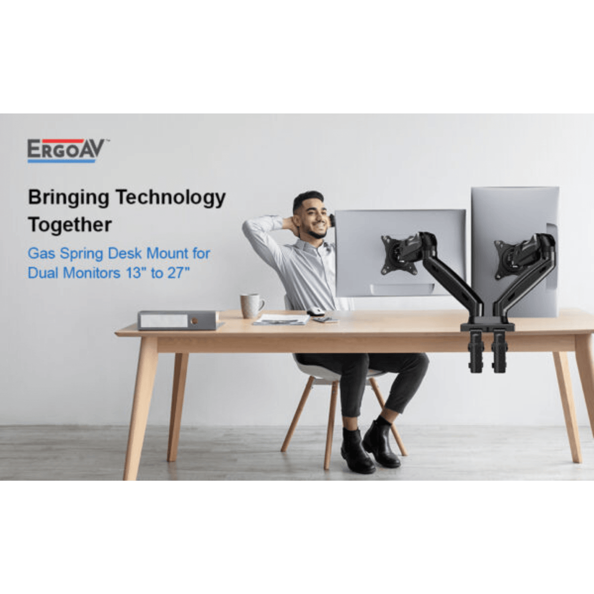 ErgoAV Gas Spring Desk Mount for Dual Monitors 13" to 27"