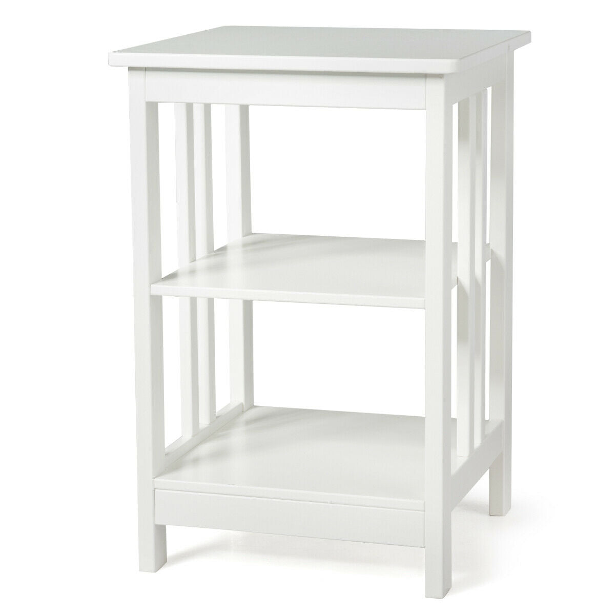 3-Tier Nightstand Side Table with Baffles and Corners