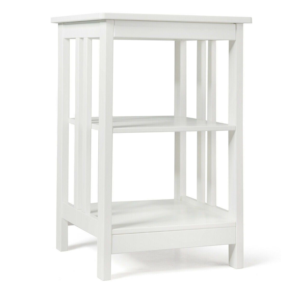 3-Tier Nightstand Side Table with Baffles and Corners