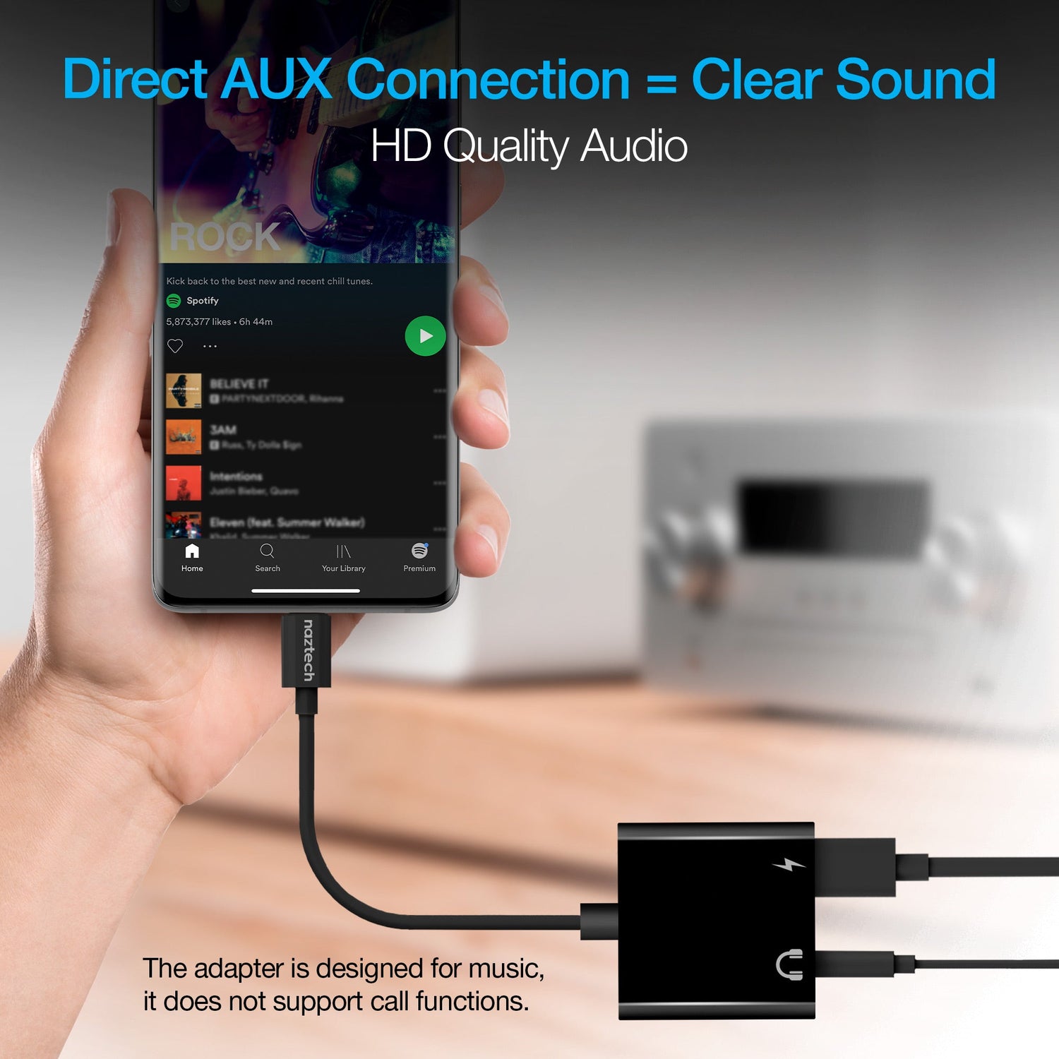 Naztech USB-C and 3.5mm Audio + Charge Adapter