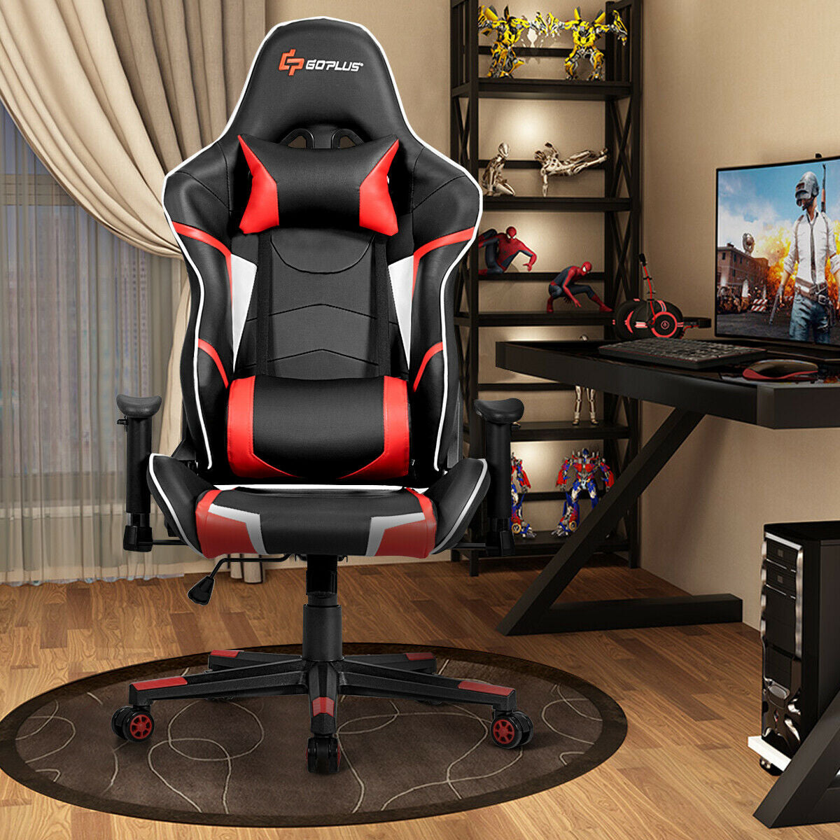 Lumbar Support Massage Gaming Reclining Racing Chair