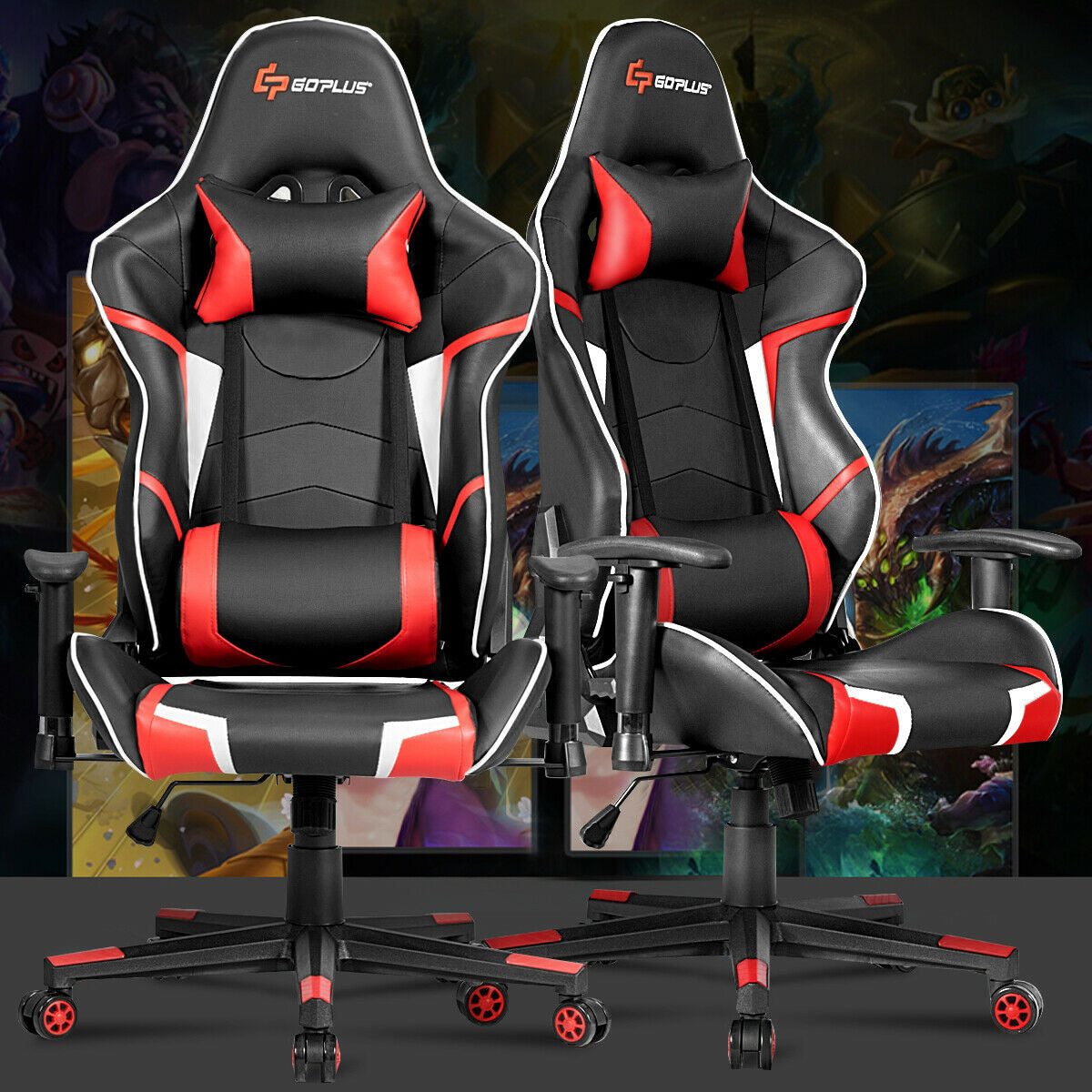 Lumbar Support Massage Gaming Reclining Racing Chair