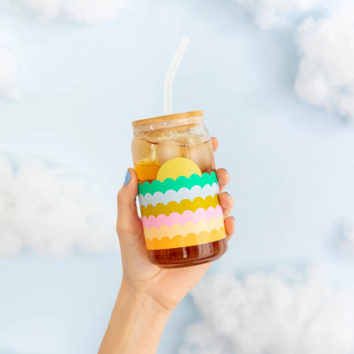 Can Glass w/ Lid + Straw