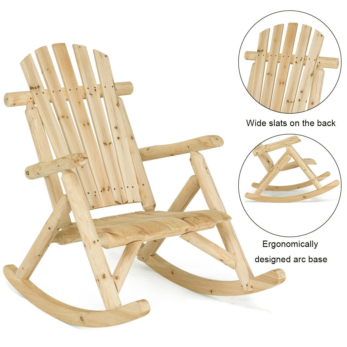 Wood Single Porch Rocker Lounge Patio Rocking Chair