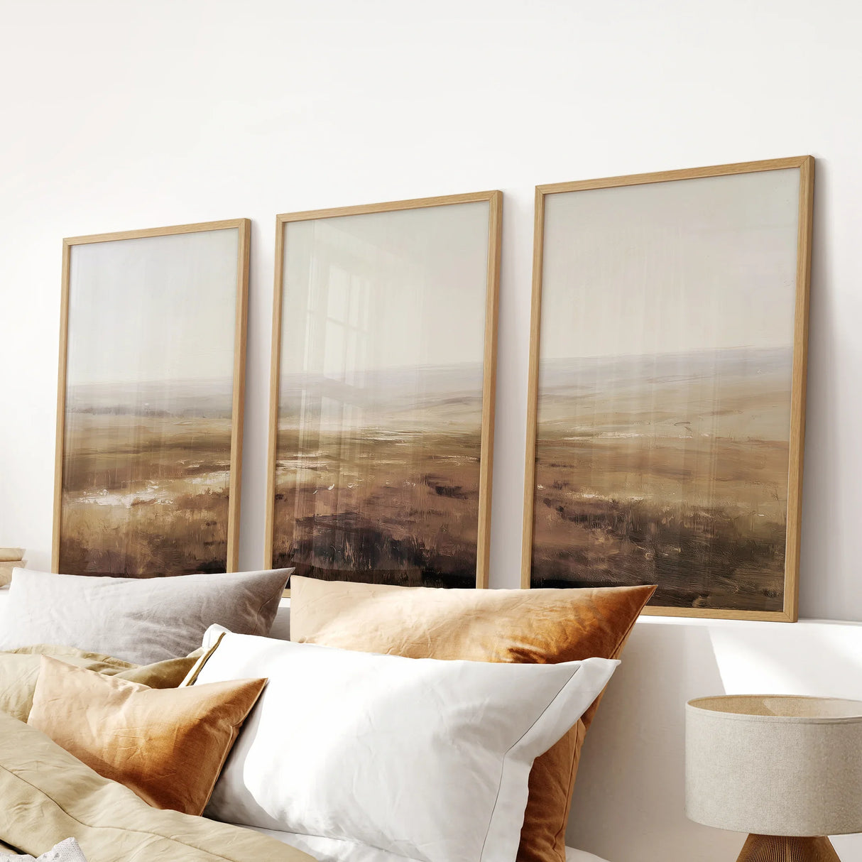 Minimalist Neutral Landscape Wall Art. Set of 3 Prints