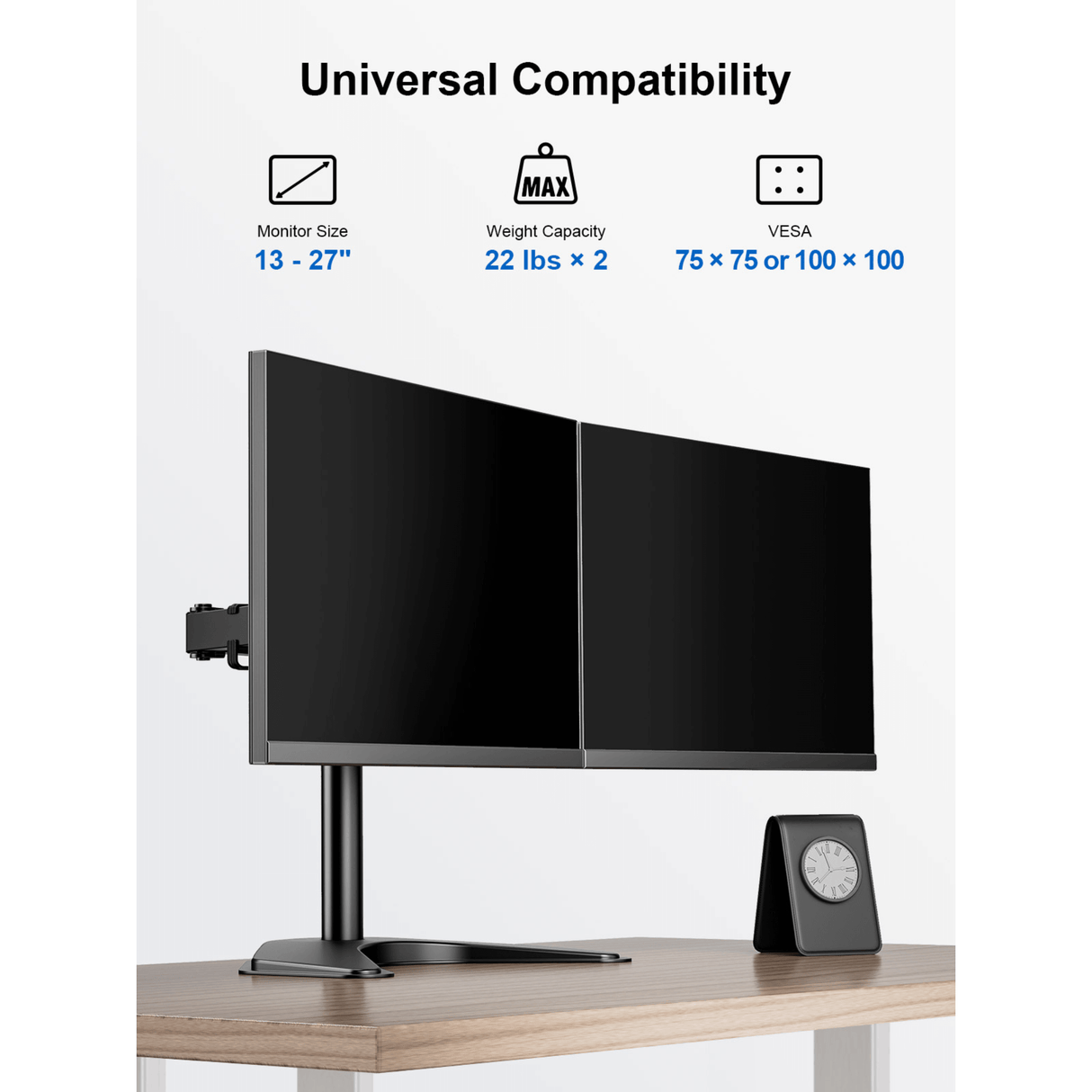 ErgoAV Motion Desk Stand for Dual Monitors 13" to 27" up to 22lbs