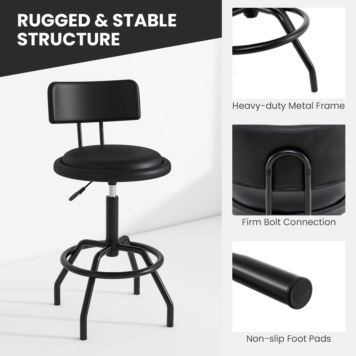 Adjustable Swivel Vintage PU Leather Bar Stool