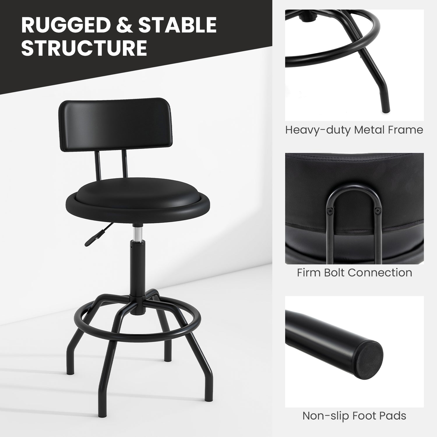Adjustable Swivel Vintage PU Leather Bar Stool