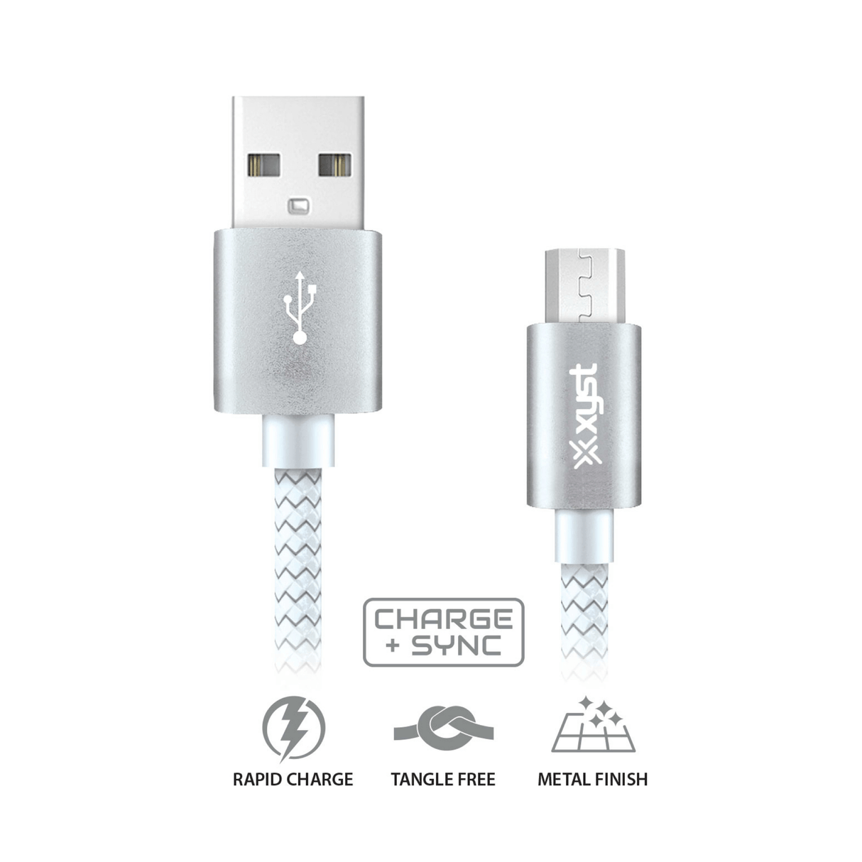 Xyst Charge and Sync USB to Micro USB Braided Cable 10Ft