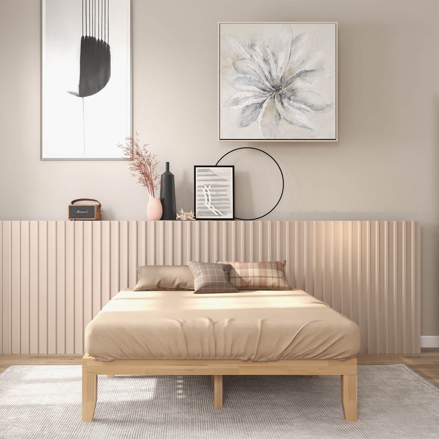 Queen Size 14 Inch Wooden Bed Mattress Frame