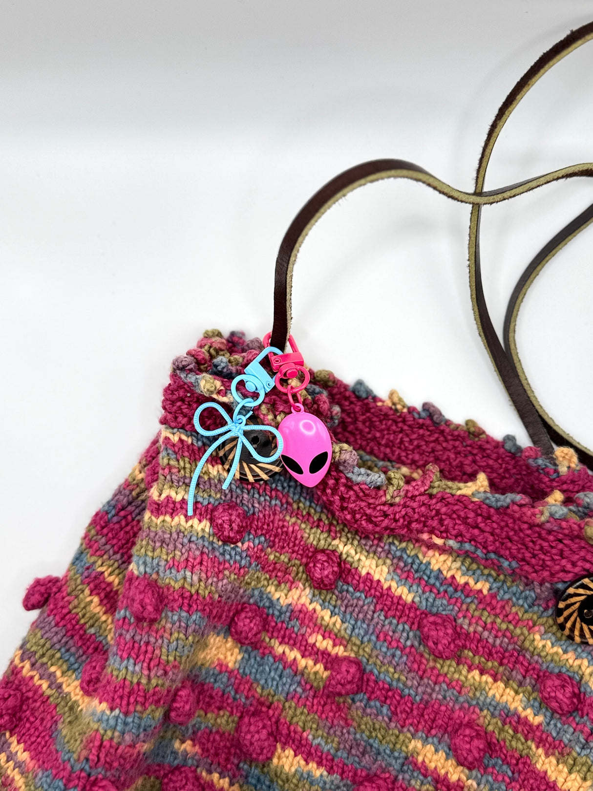 Neon Alien Metal Keychain and Bag Charm