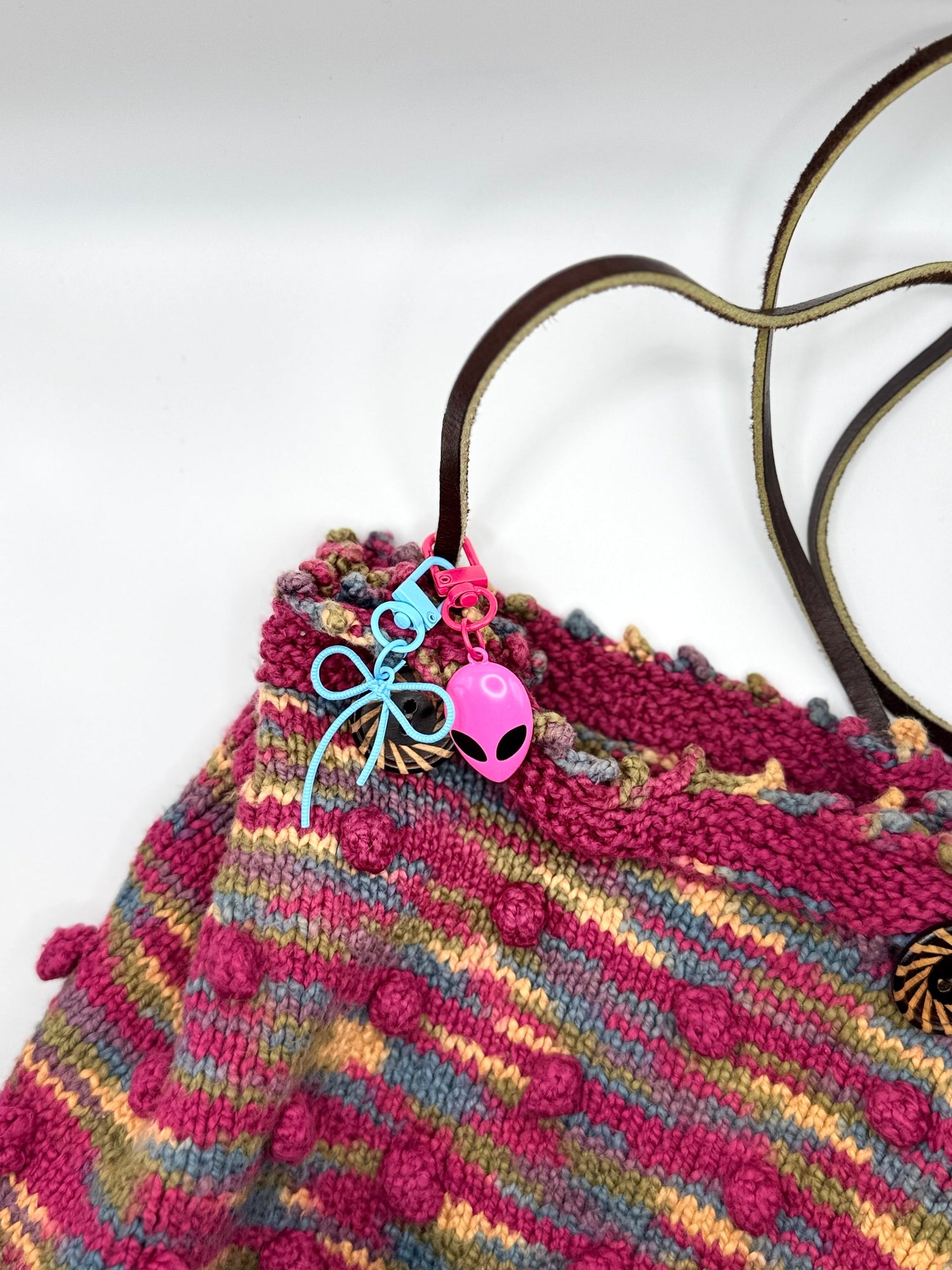 Neon Alien Metal Keychain and Bag Charm