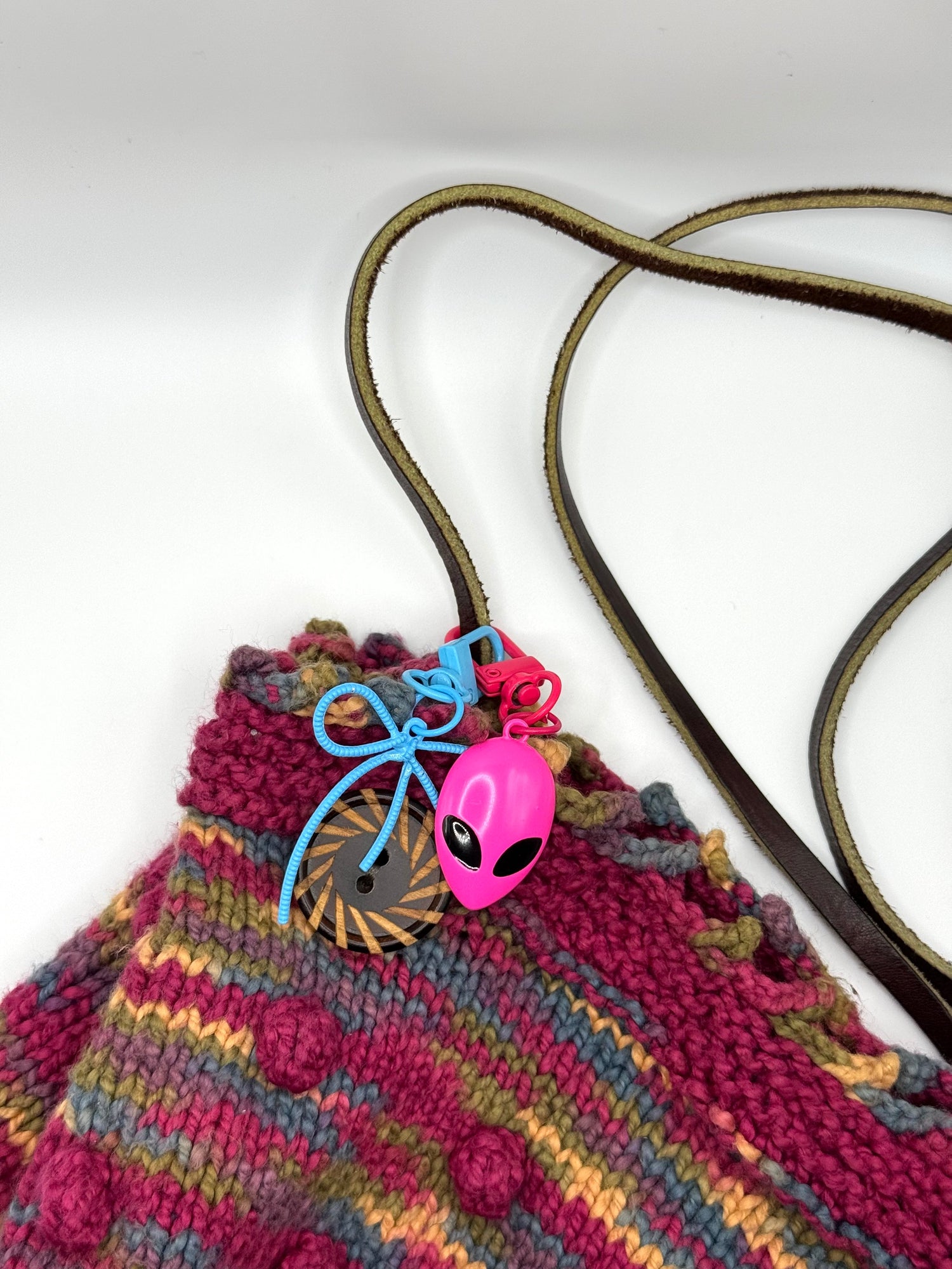 Neon Alien Metal Keychain and Bag Charm