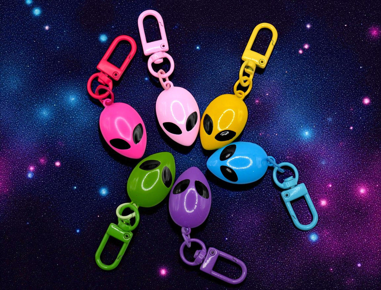 Neon Alien Metal Keychain and Bag Charm