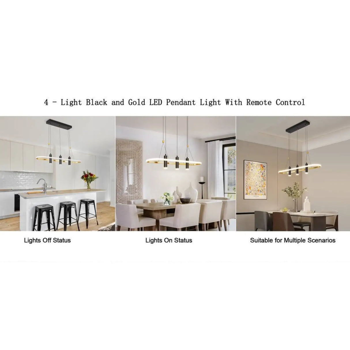 Aluminum Kitchen Island Pendant Lights with 4 LED Lamps