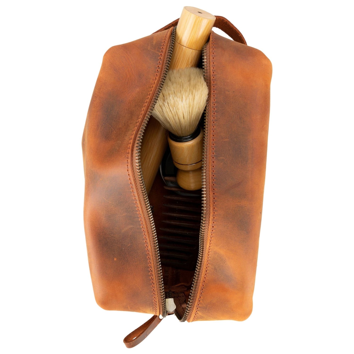 Oswego Men's Leather Dopp Kit & Small Travel Handbag