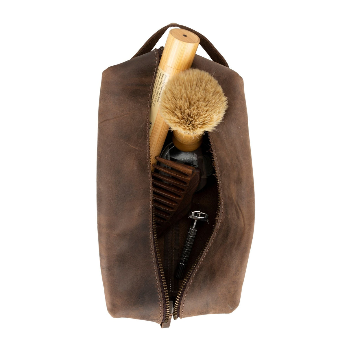 Oswego Men's Leather Dopp Kit & Small Travel Handbag