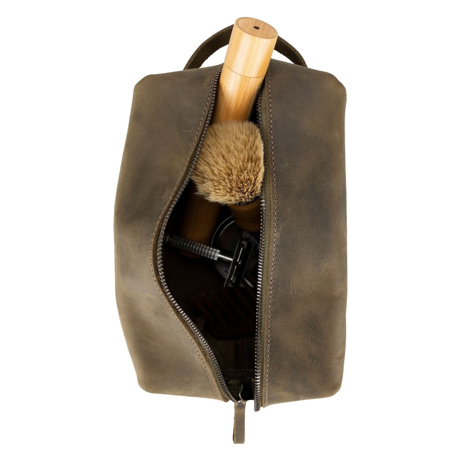 Oswego Men's Leather Dopp Kit & Small Travel Handbag