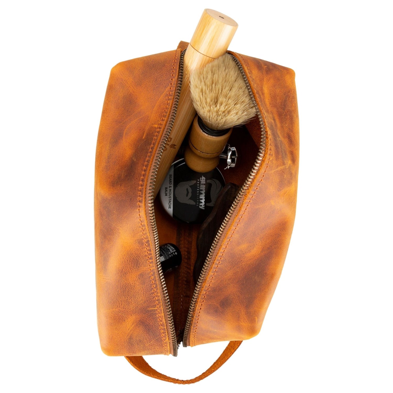 Oswego Men's Leather Dopp Kit & Small Travel Handbag