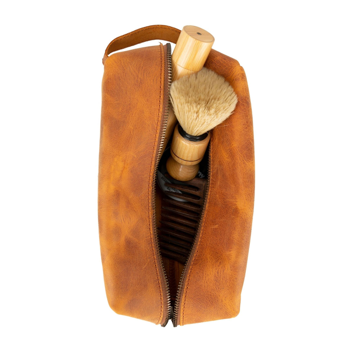 Oswego Men's Leather Dopp Kit & Small Travel Handbag